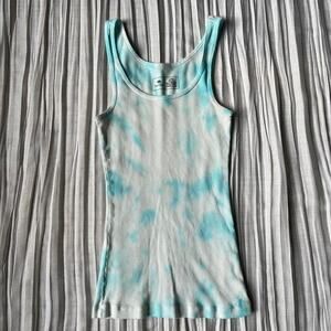 Blue and white tie dye tank top